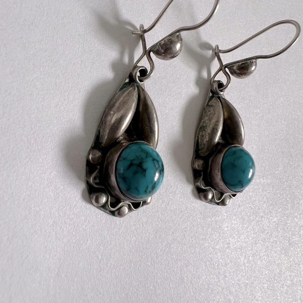 Vintage Sterling 925 Indian style dangle earrings